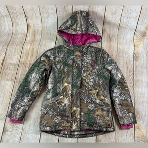Carhartt Winter Jacket Camo Realtree Pink Hooded Insulated Quilted Girls Medium